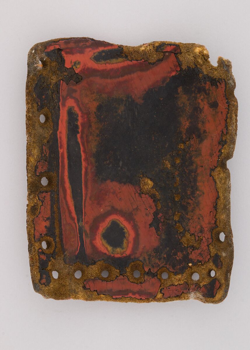 Element from a Lacquered Leather Cuirass, Lacquered leather, Yi or Nuosu (Chinese, Yunnan or Sichuan)