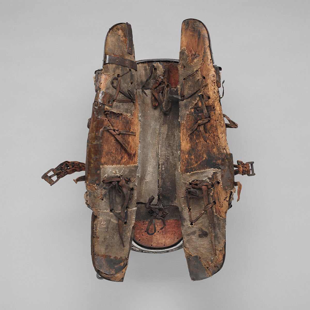 Saddle, Iron, gold, silver, copper, leather, wood, textile, Eastern Tibetan or Chinese