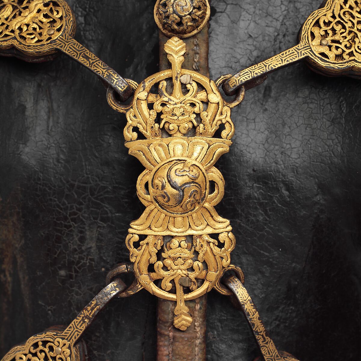 Bit and Bridle, Leather, iron, gold, Tibetan