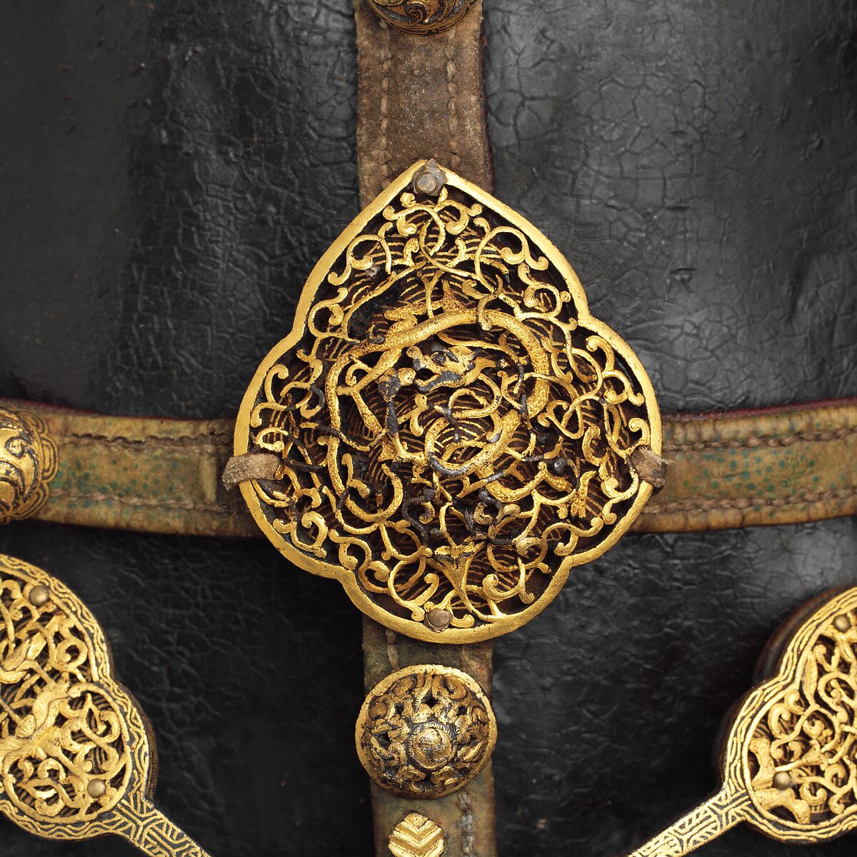 Bit and Bridle, Leather, iron, gold, Tibetan