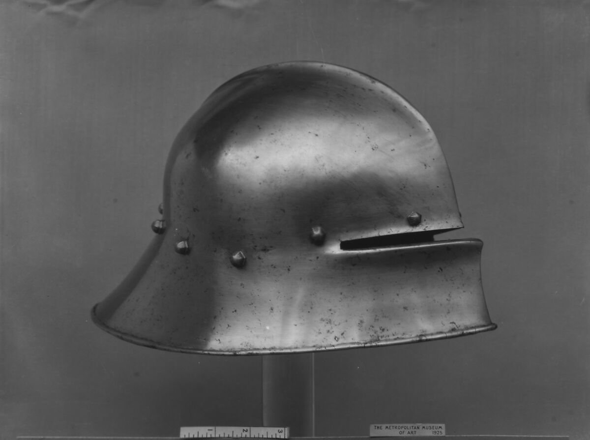 Sallet, Steel, copper alloy, leather, German 