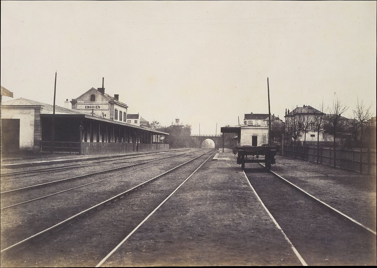 Gare d'Enghien, Edouard Baldus (French (born Prussia), 1813–1889), Salted paper print from paper negative 