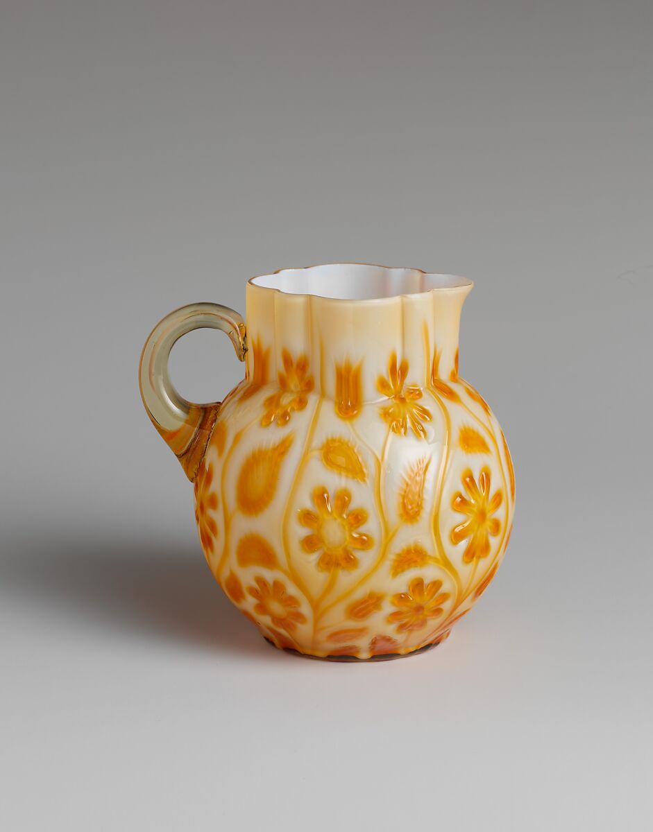 Cream pitcher, Dalzell, Gilmore and Leighton (1885–1898), Blown-molded Onyx glass, American 