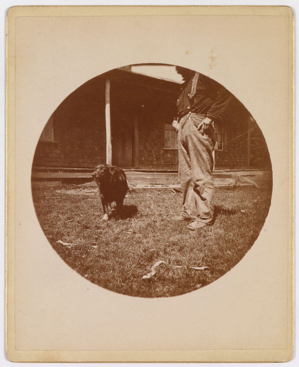 [Snapshot: Dog and Man], Unknown (American), Gelatin silver print 