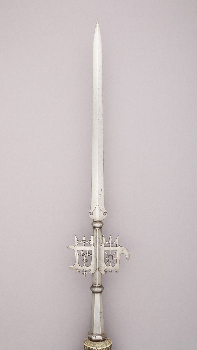 Partisan, Steel, wood, textile, metallic thread, French