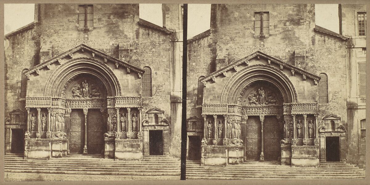 [Portal, Church of Saint-Trophime, Arles], Edouard Baldus (French (born Prussia), 1813–1889), Albumen silver print from glass negative 