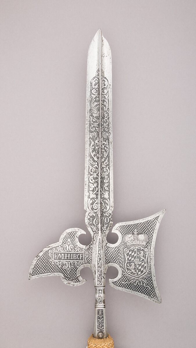 Halberd of Ferdinand Maria, Prince-Elector of Bavaria (reigned 1651–79), Steel, wood, textile, German
