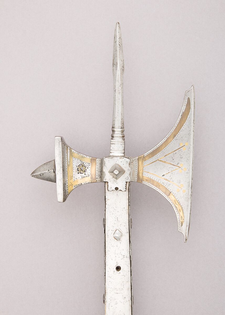 Pollaxe, Steel, brass, wood (ash), French, Burgundy