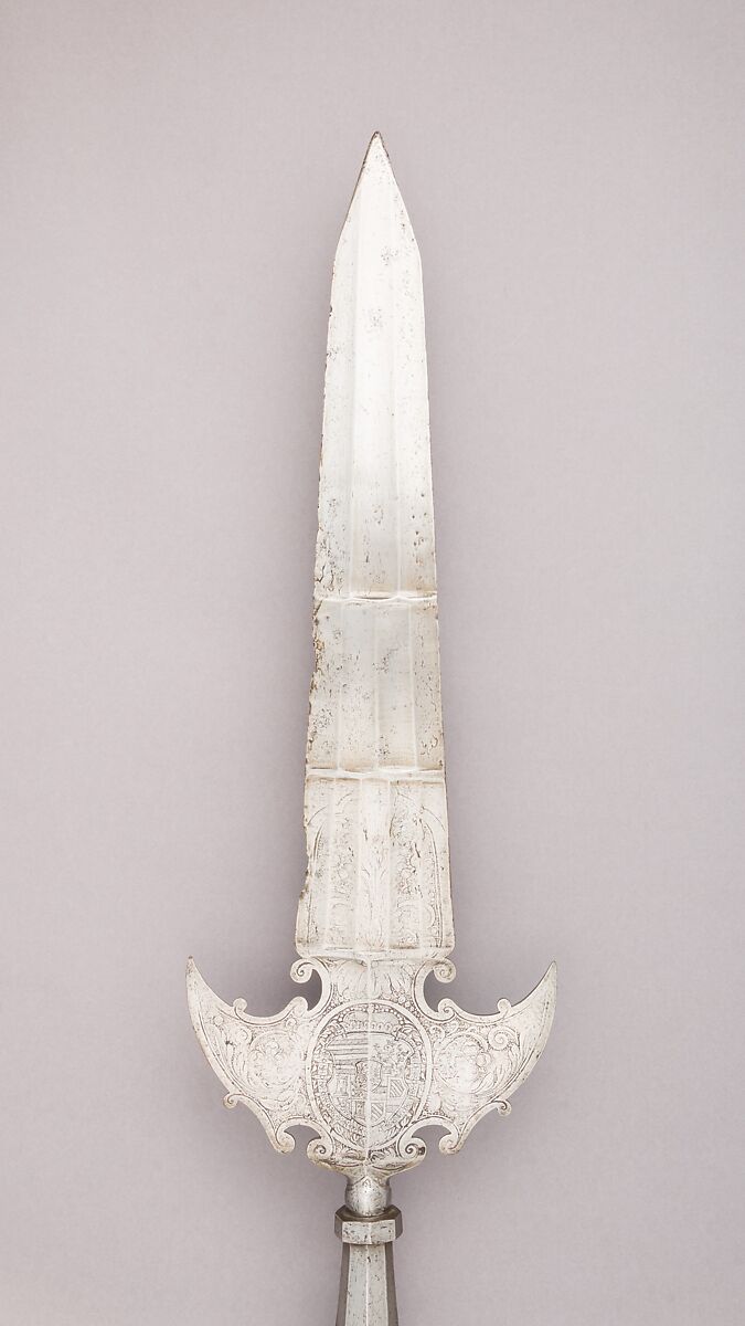 Partisan, Steel, wood, textile, metallic thread, German