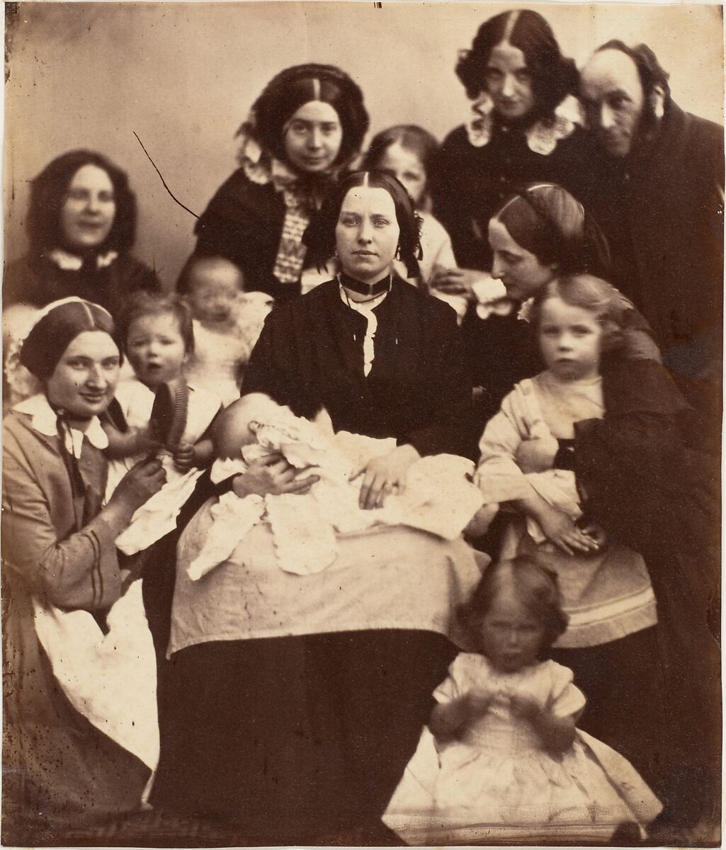 Mr. and Mrs. R. B. Tennent, Mrs. E. H. Yates, Mrs. Brandram, their Children and Three Nurses, Unknown (British), Albumen silver print from glass negative 