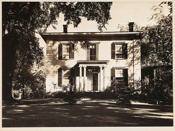 [Greek Revival House with Paired Ionic Columns in Entry Porch, Northampton, Massachusetts], Walker Evans (American, St. Louis, Missouri 1903–1975 New Haven, Connecticut), Gelatin silver print 