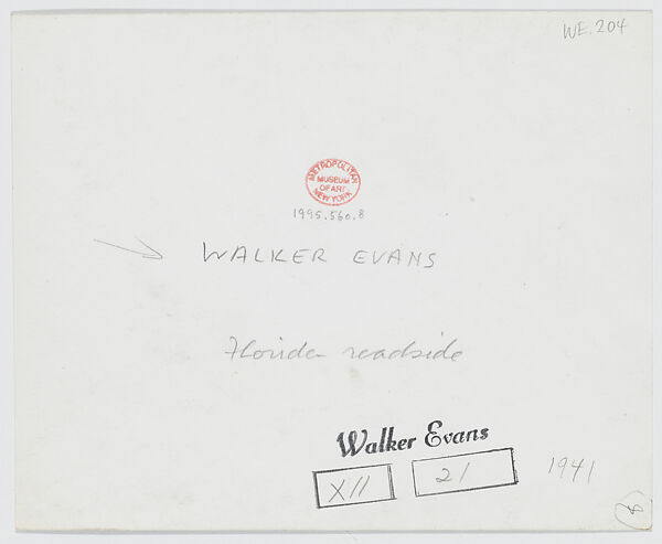 Florida Roadside, Walker Evans (American, St. Louis, Missouri 1903–1975 New Haven, Connecticut), Gelatin silver print