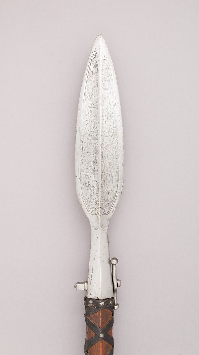 Boar Spear, Steel, wood, leather, German