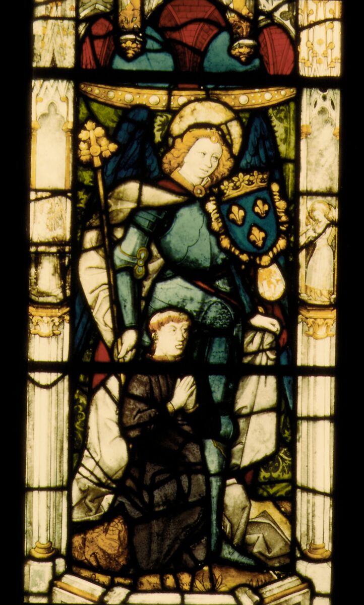 Saint Michael and a Donor, Stained glass, pot metal, silver, French