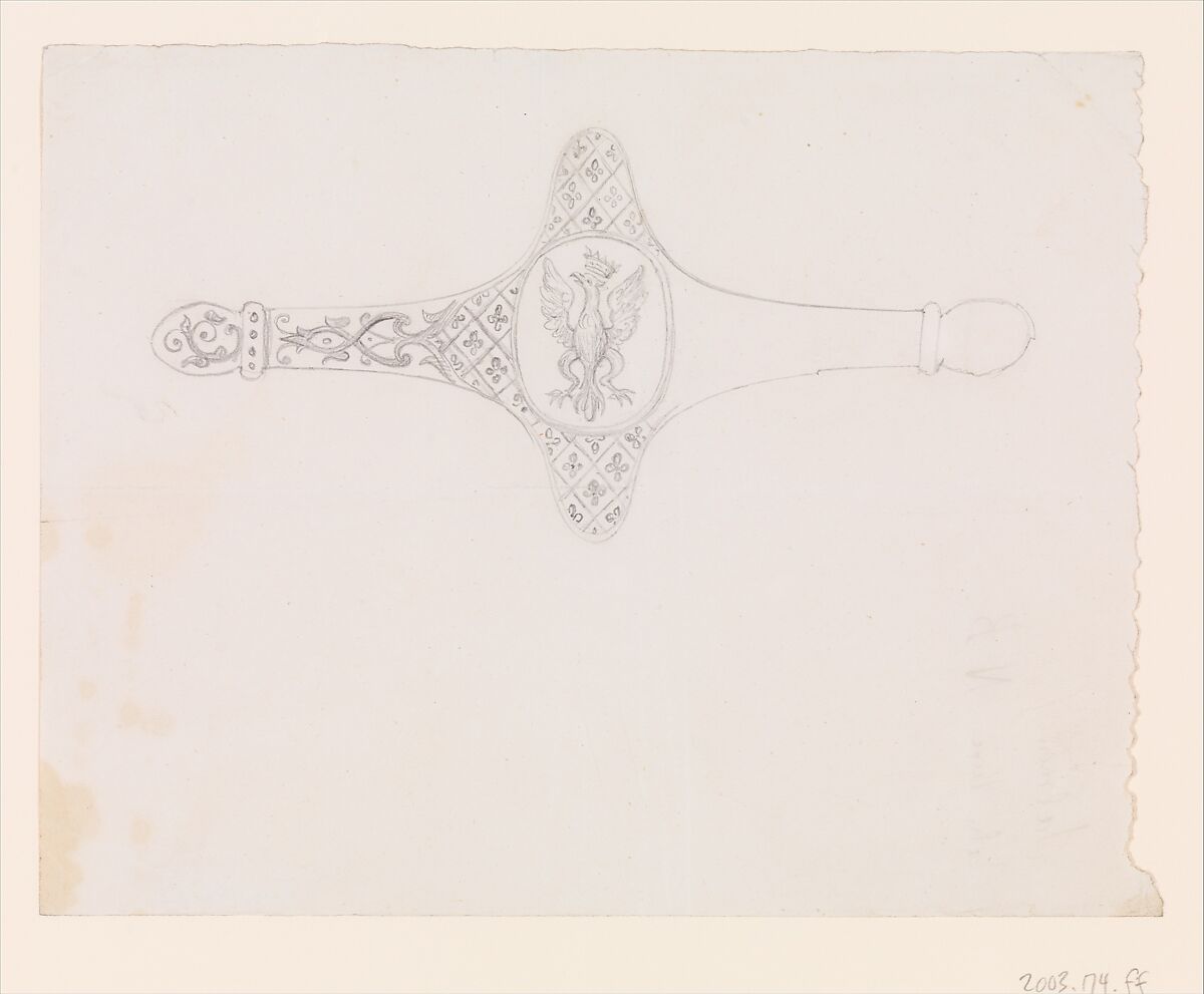 Designs for the Ornament of Swords and Firearms, Workshop of Louis-François Devisme (French, Paris, active 1833–1886), Leather, paper, pencil, ink, colored wash, French, Paris