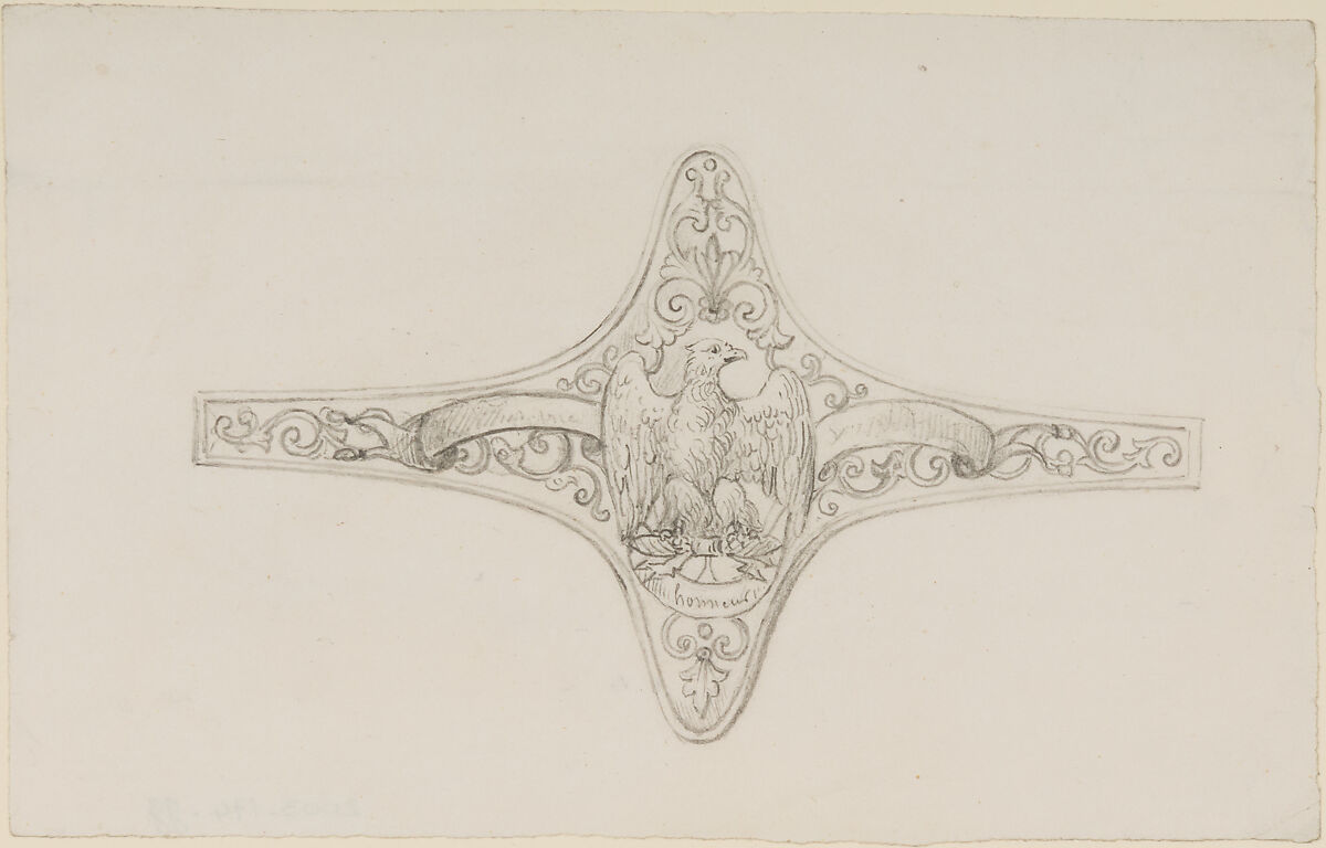 Designs for the Ornament of Swords and Firearms, Workshop of Louis-François Devisme (French, Paris, active 1833–1886), Leather, paper, pencil, ink, colored wash, French, Paris