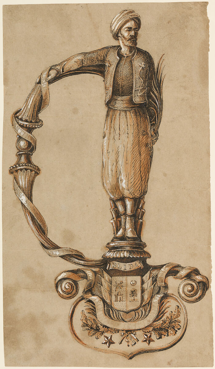 Designs for the Ornament of Swords and Firearms, Workshop of Louis-François Devisme (French, Paris, active 1833–1886), Leather, paper, pencil, ink, colored wash, French, Paris