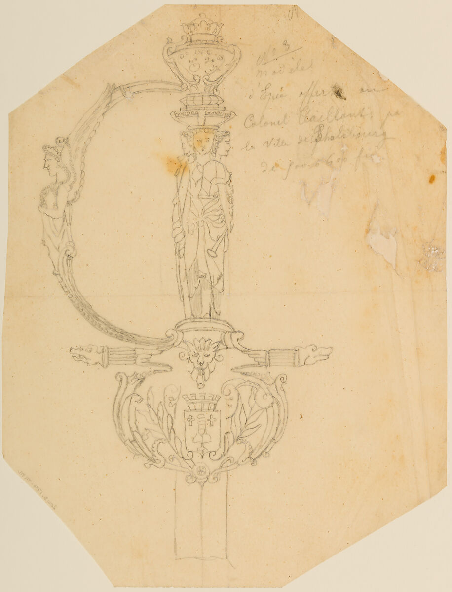 Designs for the Ornament of Swords and Firearms, Workshop of Louis-François Devisme (French, Paris, active 1833–1886), Leather, paper, pencil, ink, colored wash, French, Paris