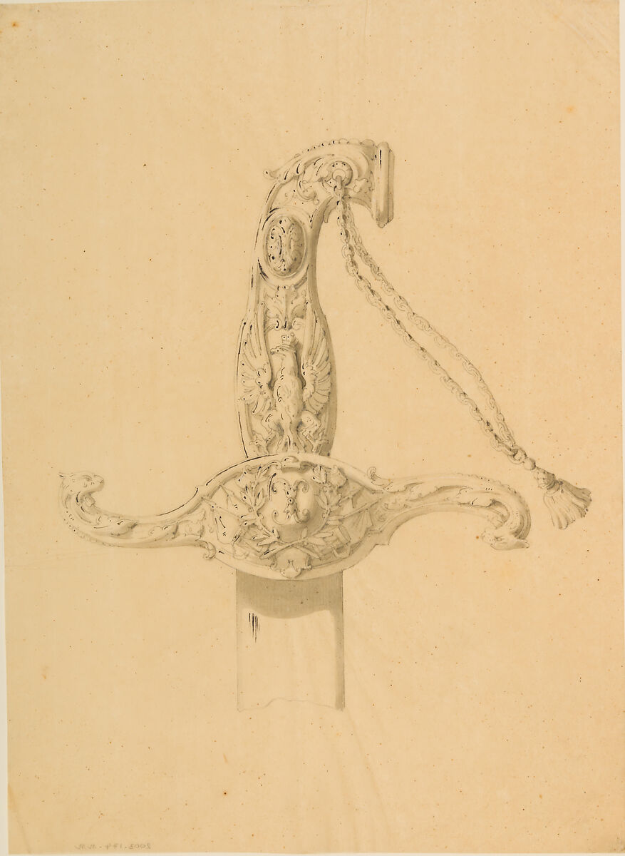 Designs for the Ornament of Swords and Firearms, Workshop of Louis-François Devisme (French, Paris, active 1833–1886), Leather, paper, pencil, ink, colored wash, French, Paris