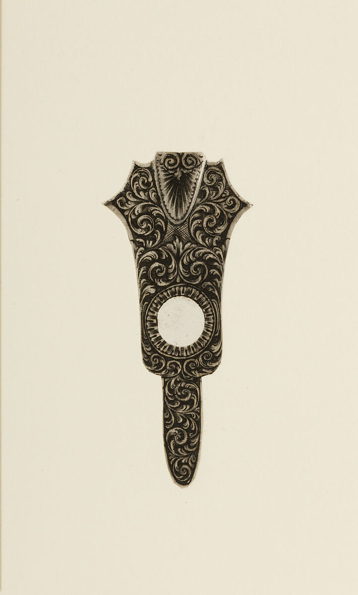 Designs for the Ornament of Swords and Firearms, Workshop of Louis-François Devisme (French, Paris, active 1833–1886), Leather, paper, pencil, ink, colored wash, French, Paris