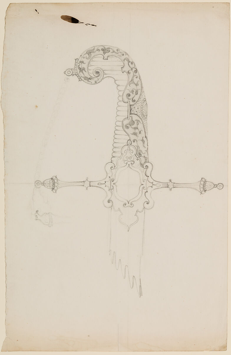 Designs for the Ornament of Swords and Firearms, Workshop of Louis-François Devisme (French, Paris, active 1833–1886), Leather, paper, pencil, ink, colored wash, French, Paris