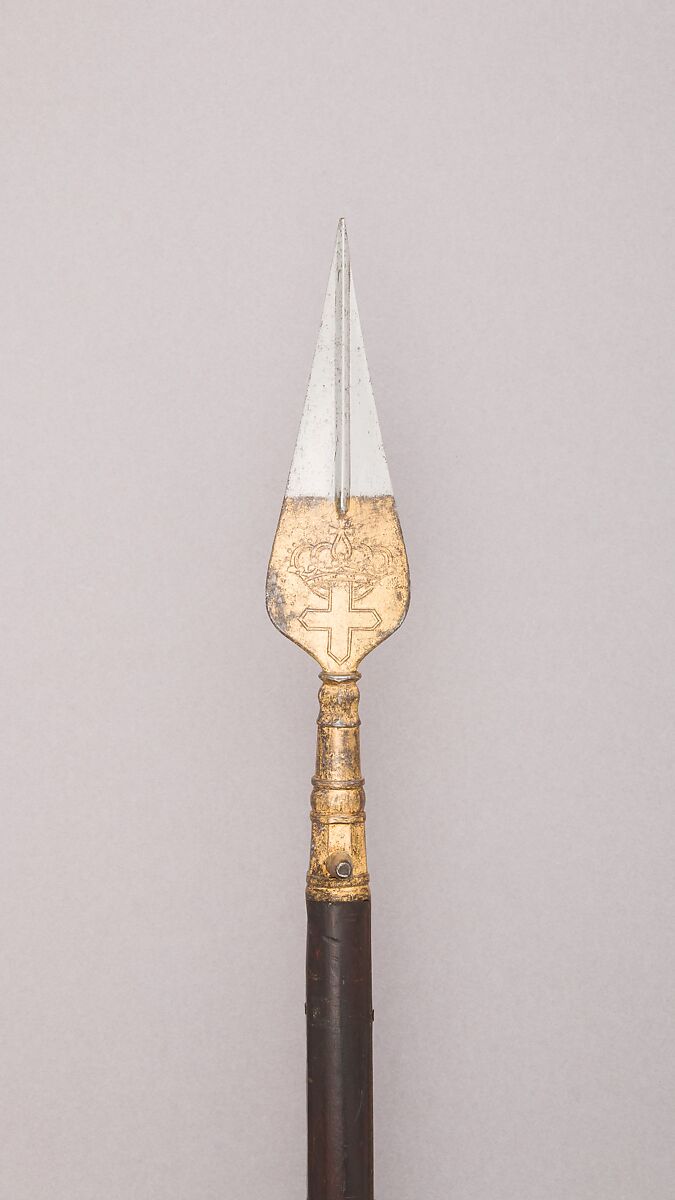 Spontoon, Steel, wood (cherry), iron, gold, Italian, Savoy