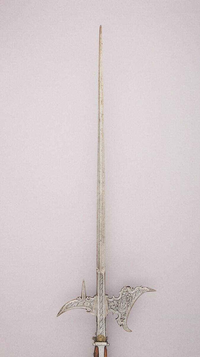 Halberd, Steel, wood, copper alloy, Italian