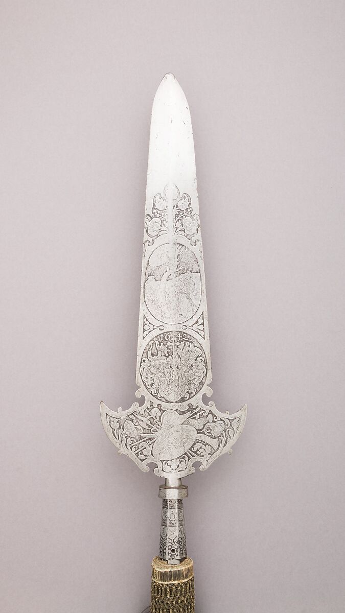 Partisan, Steel, wood, textile, metallic thread, German