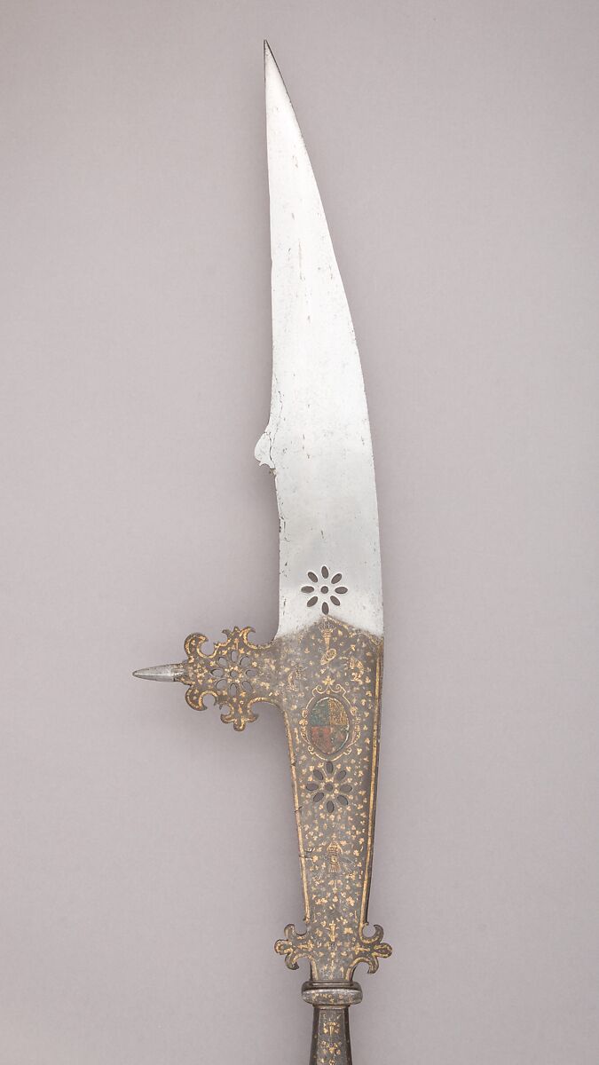 Glaive of the Bodyguard of the Tiepolo Family, Steel, wood, textile, gold, Italian 
