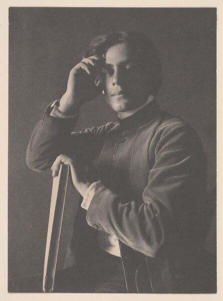 Kahlil Gibran with Book, F. Holland Day (American, Norwood, Massachusetts 1864–1933 Norwood, Massachusetts), Platinum print 