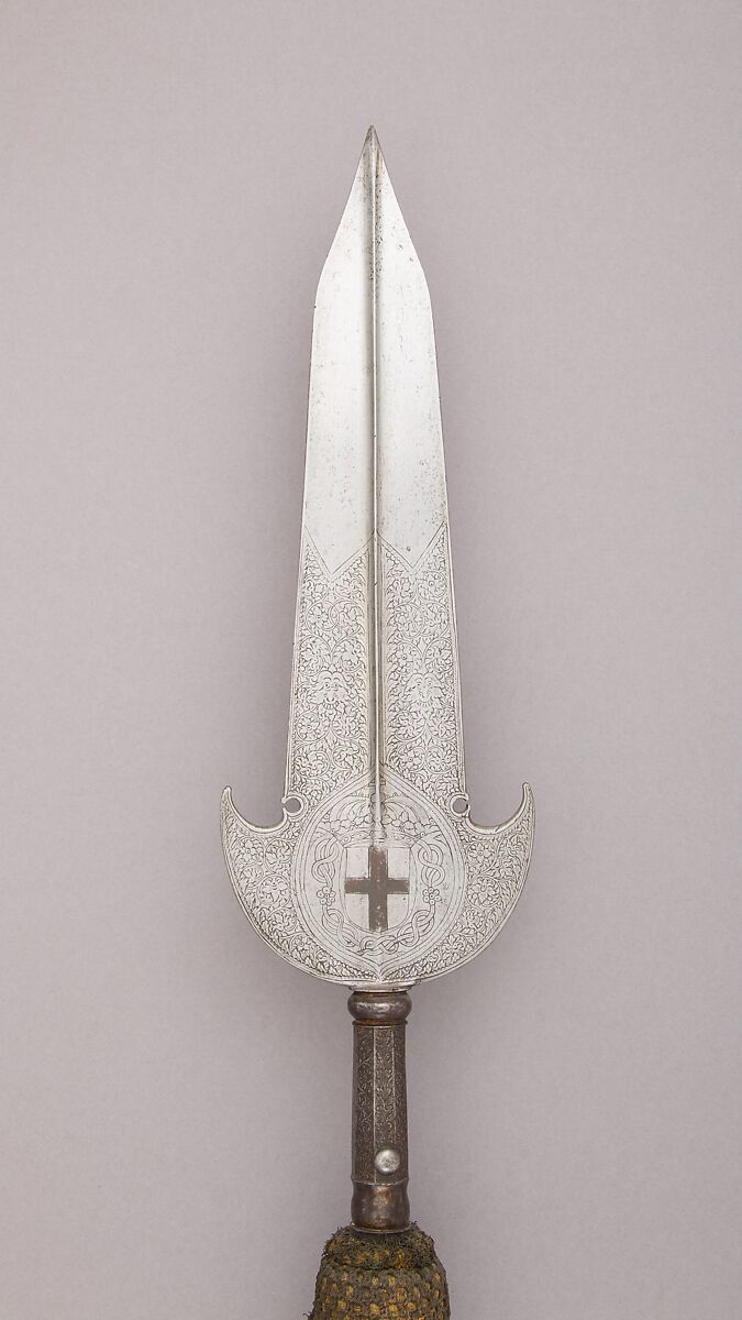 Partisan, Steel, wood, iron, textile, metallic thread, Italian