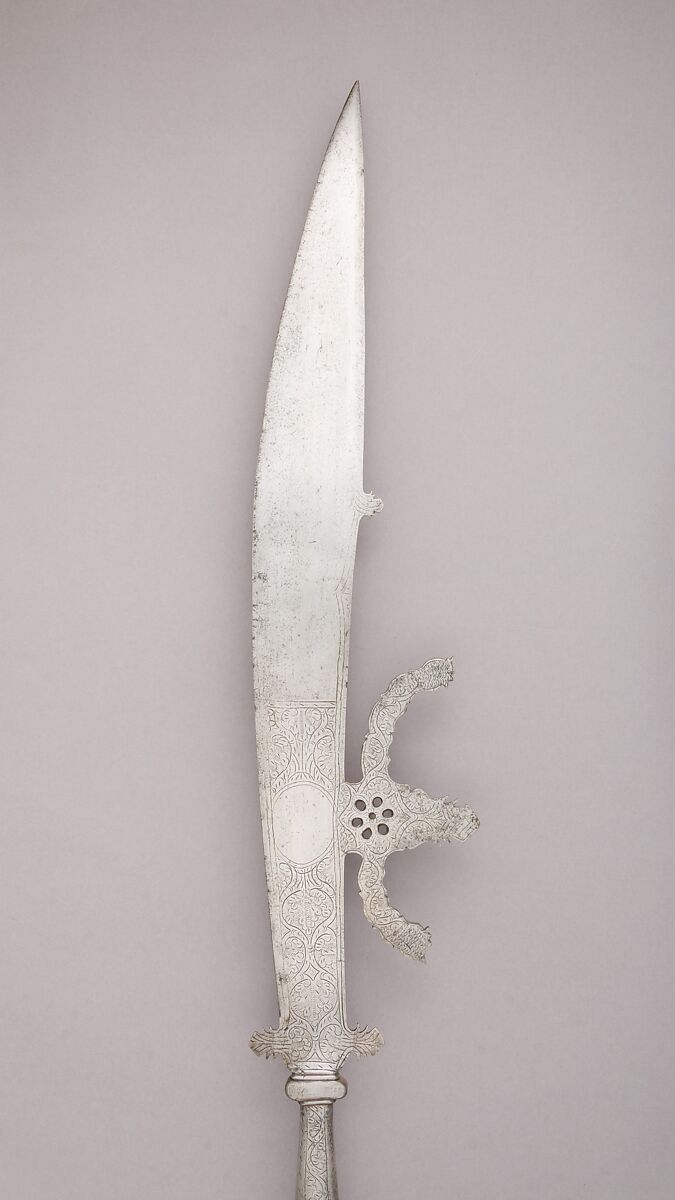 Fauchard, Steel, wood, textile (velvet, silk), brass, Italian