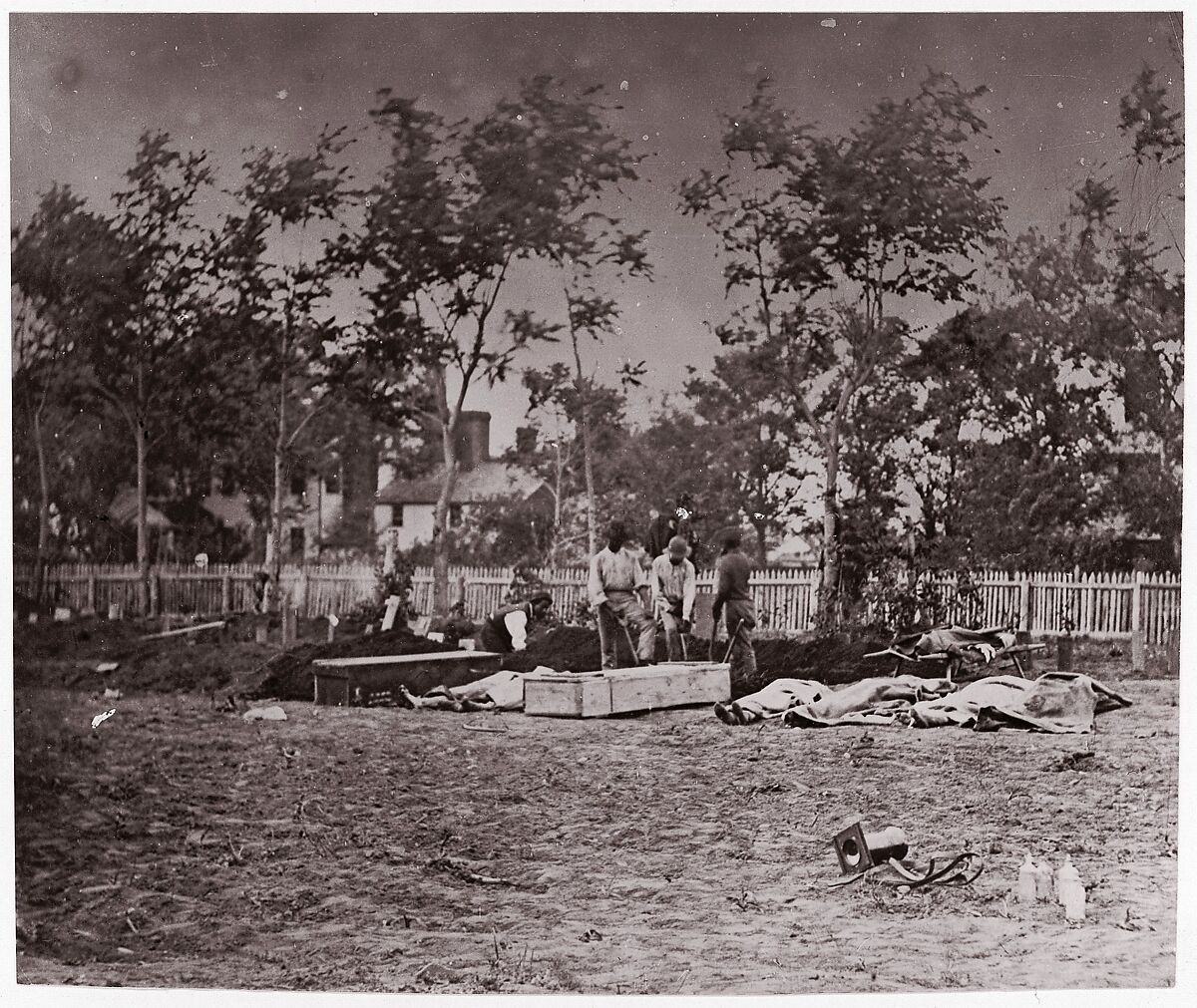 Burial of the Dead, Fredericksburg, Andrew Joseph Russell (American, 1830–1902), Albumen silver print from glass negative 