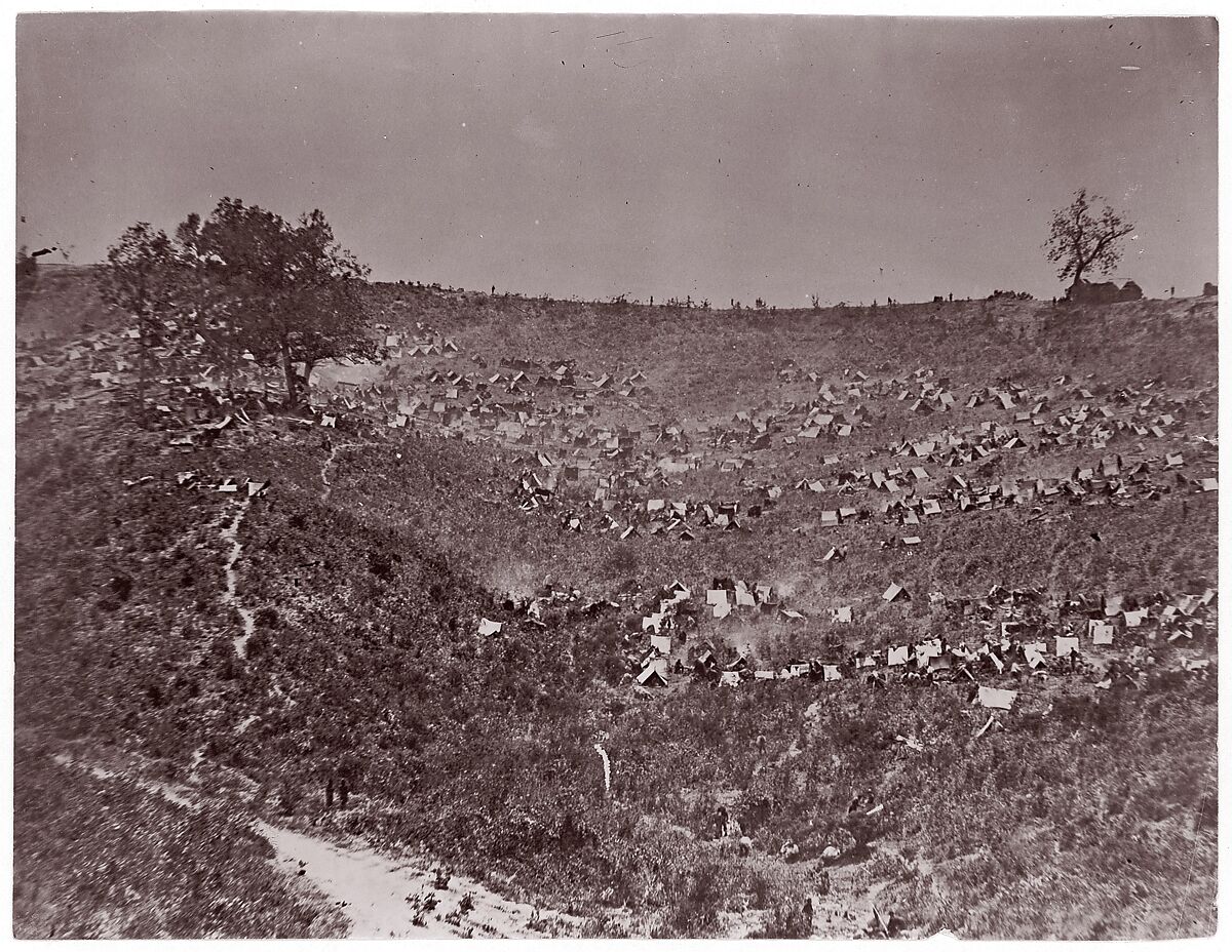 [Camp of Confederate Prisoners at Belle Plain Landing, Virginia, Captured with Johnson's Division], Timothy H. O&#39;Sullivan (American, born Ireland, 1840–1882), Albumen silver print from glass negative 
