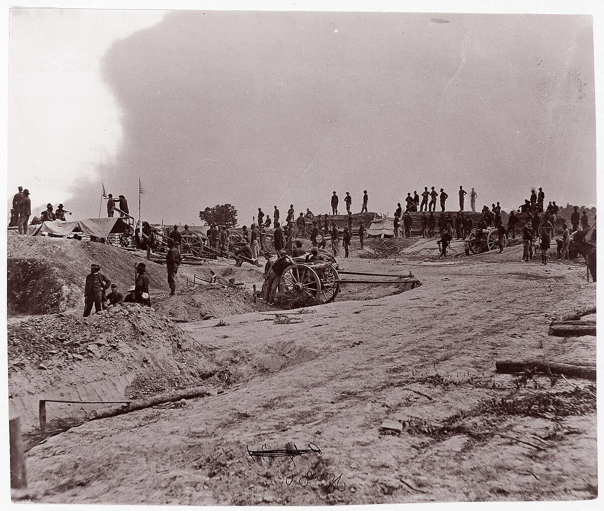 [Outer Line of Confederate Fortifications, in Front of Petersburg, Virginia, Captured by 18th Army Corps], Attributed to Timothy H. O&#39;Sullivan (American, born Ireland, 1840–1882), Albumen silver print from glass negative 