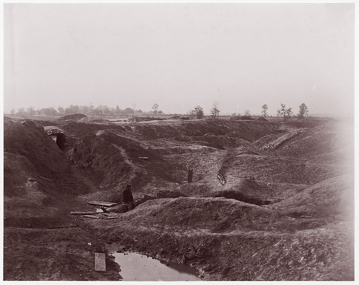 The Crater, Petersburg, Timothy H. O&#39;Sullivan (American, born Ireland, 1840–1882), Albumen silver print from glass negative 