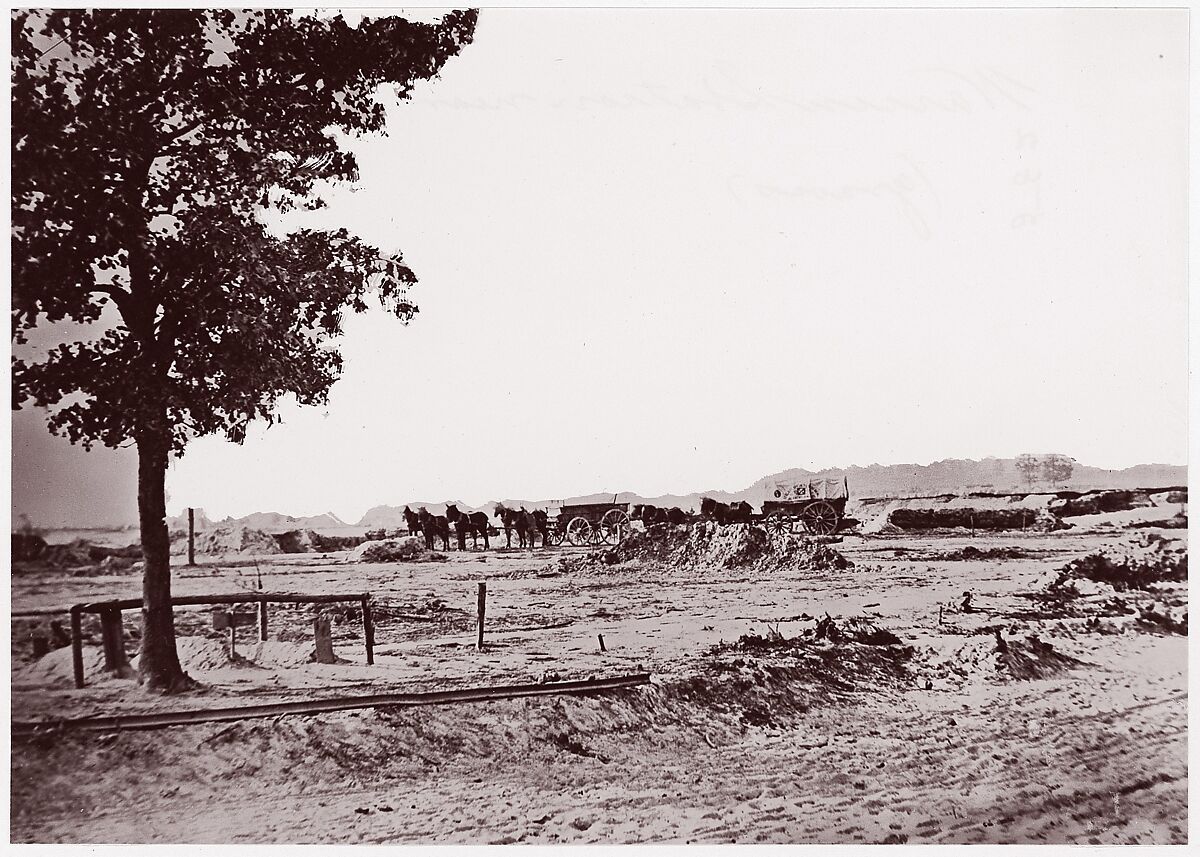 [The Lone Graves at Warren Station, in Front of Petersburg, Virginia], Attributed to Timothy H. O&#39;Sullivan (American, born Ireland, 1840–1882), Albumen silver print from glass negative 