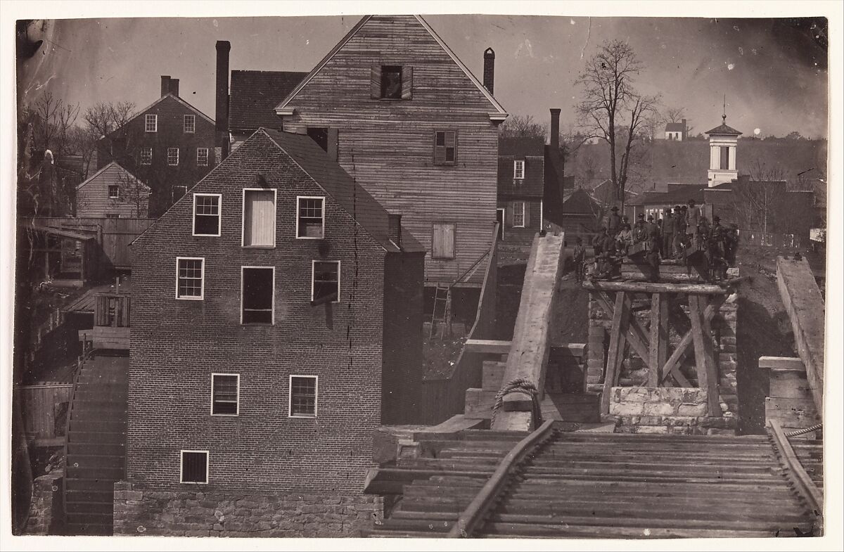 End of the Bridge after Burnside's Attack, Fredericksburg, Virginia, Andrew Joseph Russell  American, Albumen silver print from glass negative