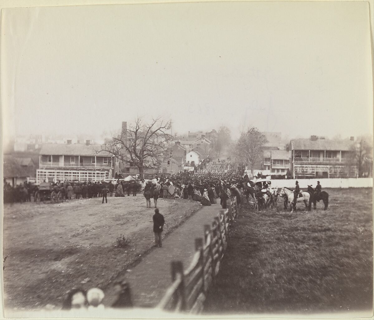 Procession of Troops and Civilians on Way to Dedication of Soldiers' National Cemetery, Gettysburg, Pennsylvania, Isaac G. Tyson (American, 1833–1913) and, Albumen silver print from glass negative 