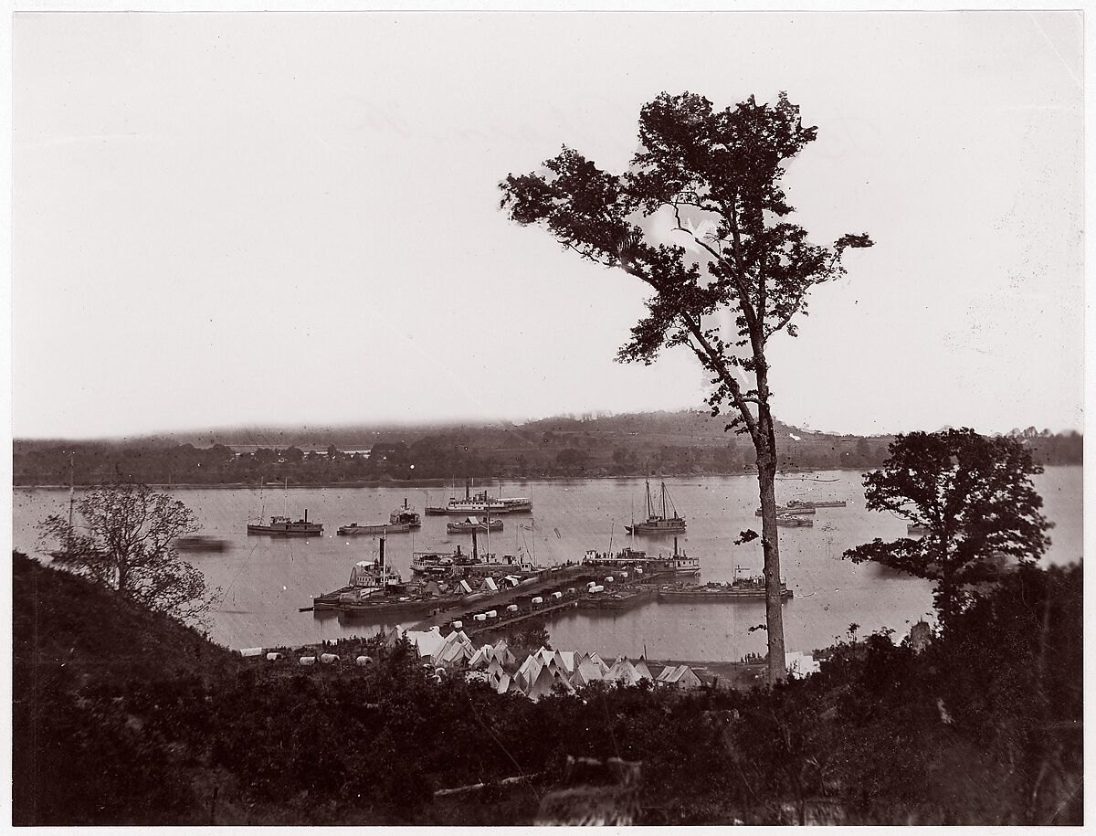 [Transports and Steamers, Belle Plain Landing, Virginia], Possibly by Timothy H. O&#39;Sullivan (American, born Ireland, 1840–1882), Albumen silver print from glass negative 