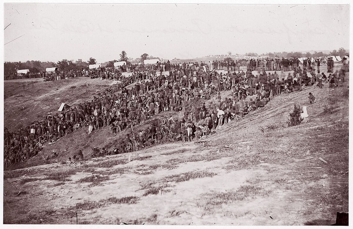 Confederate Prisoners at Belle Plain, Timothy H. O&#39;Sullivan (American, born Ireland, 1840–1882), Albumen silver print from glass negative 