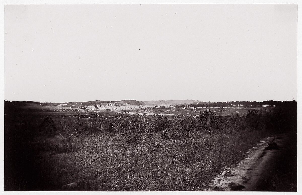 [Unidentified Union Army Encampment in Far Distance], Unknown (American), Albumen silver print from glass negative 