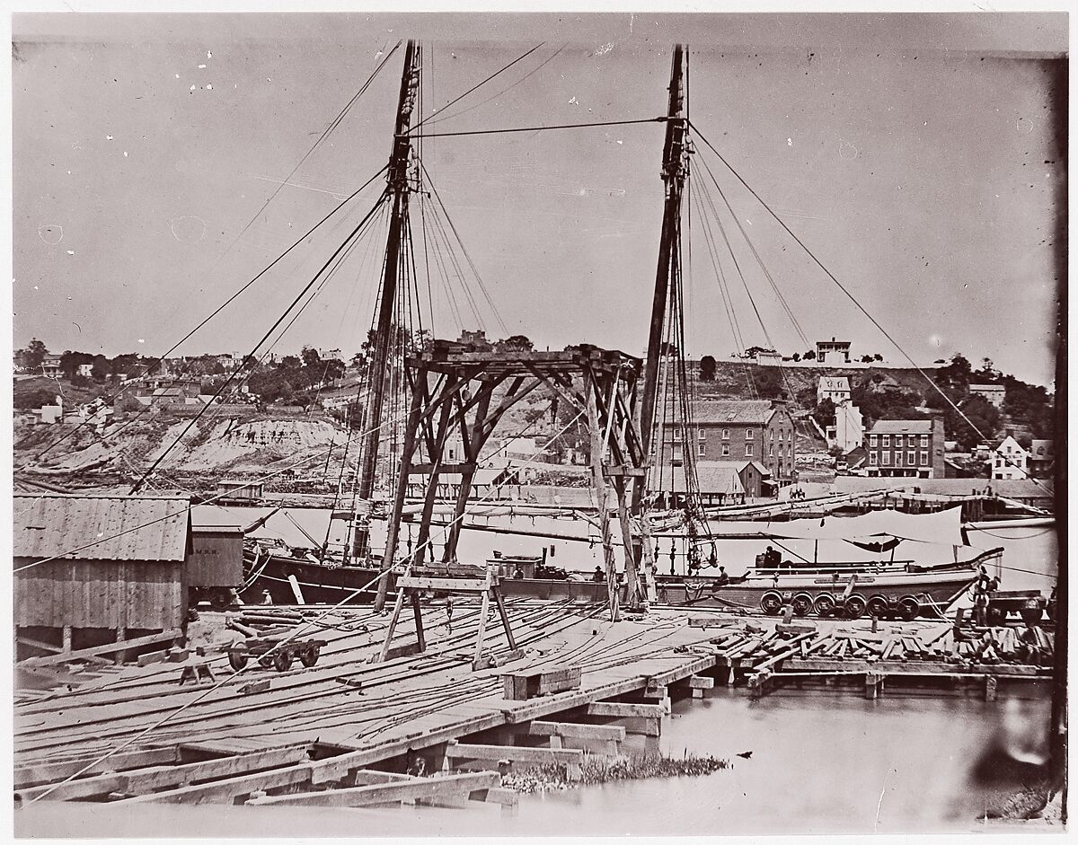 [Wharf, South Side of James River, Opposite Richmond, Virginia], Possibly by John Reekie (American, active 1860s), Albumen silver print from glass negative 