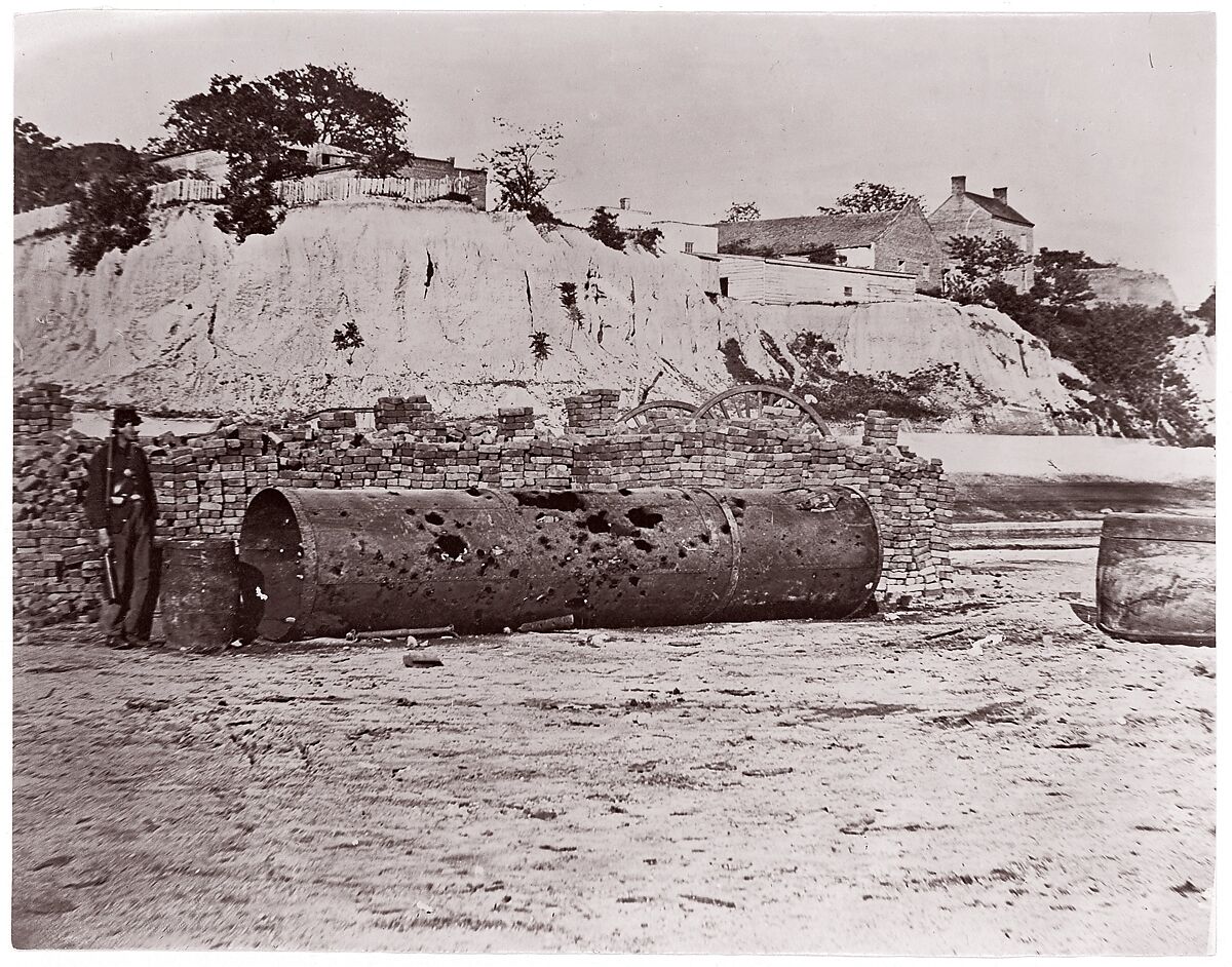 Smokestack of Confederate Ram Merrimac at Richmond/Remains of Ironclad Ram "Virginia #2", April, 1865, Alexander Gardner (American, Glasgow, Scotland 1821–1882 Washington, D.C.), Albumen silver print from glass negative 