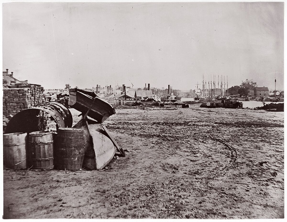 Wharves at Richmond, Virginia, Alexander Gardner (American, Glasgow, Scotland 1821–1882 Washington, D.C.), Albumen silver print from glass negative 