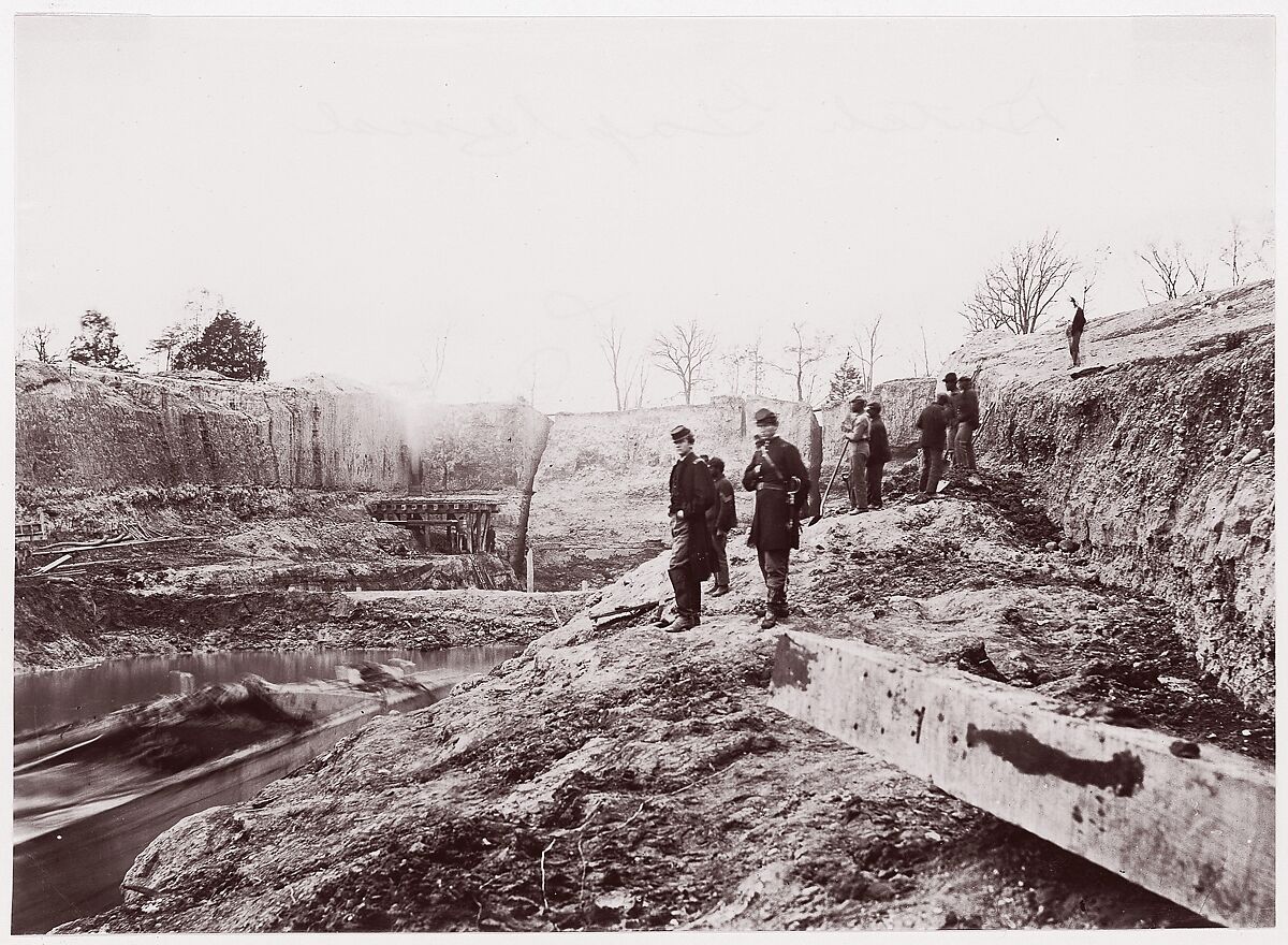 Dutch Gap Canal, Egbert Guy Fowx (American, born 1821), Albumen silver print from glass negative 