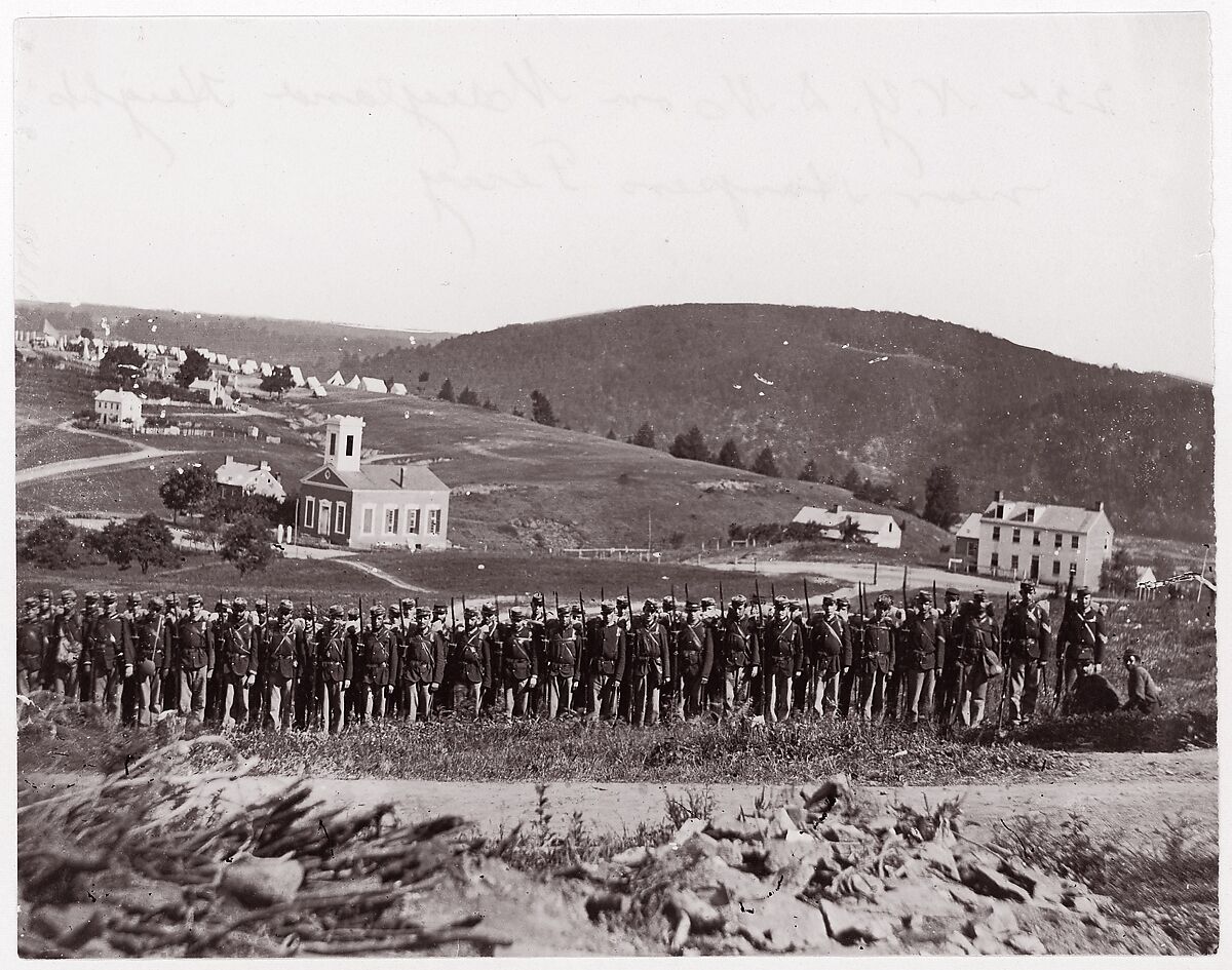 [Company A, New York State Militia on Maryland Heights, near Harper's Ferry, Virginia], Unknown (American), Albumen silver print from glass negative 