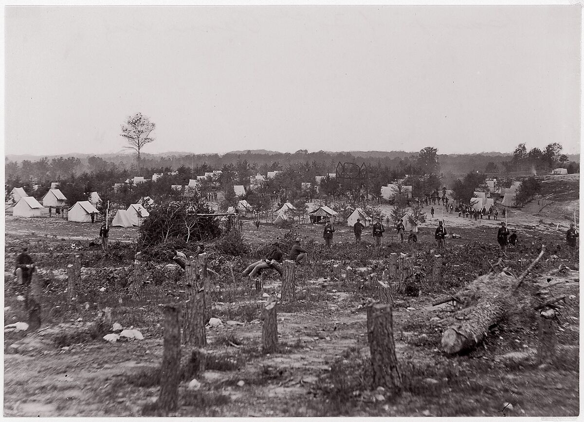 [Tented Camp of 30th Pennsylvania Infantry], Unknown (American), Albumen silver print from glass negative 