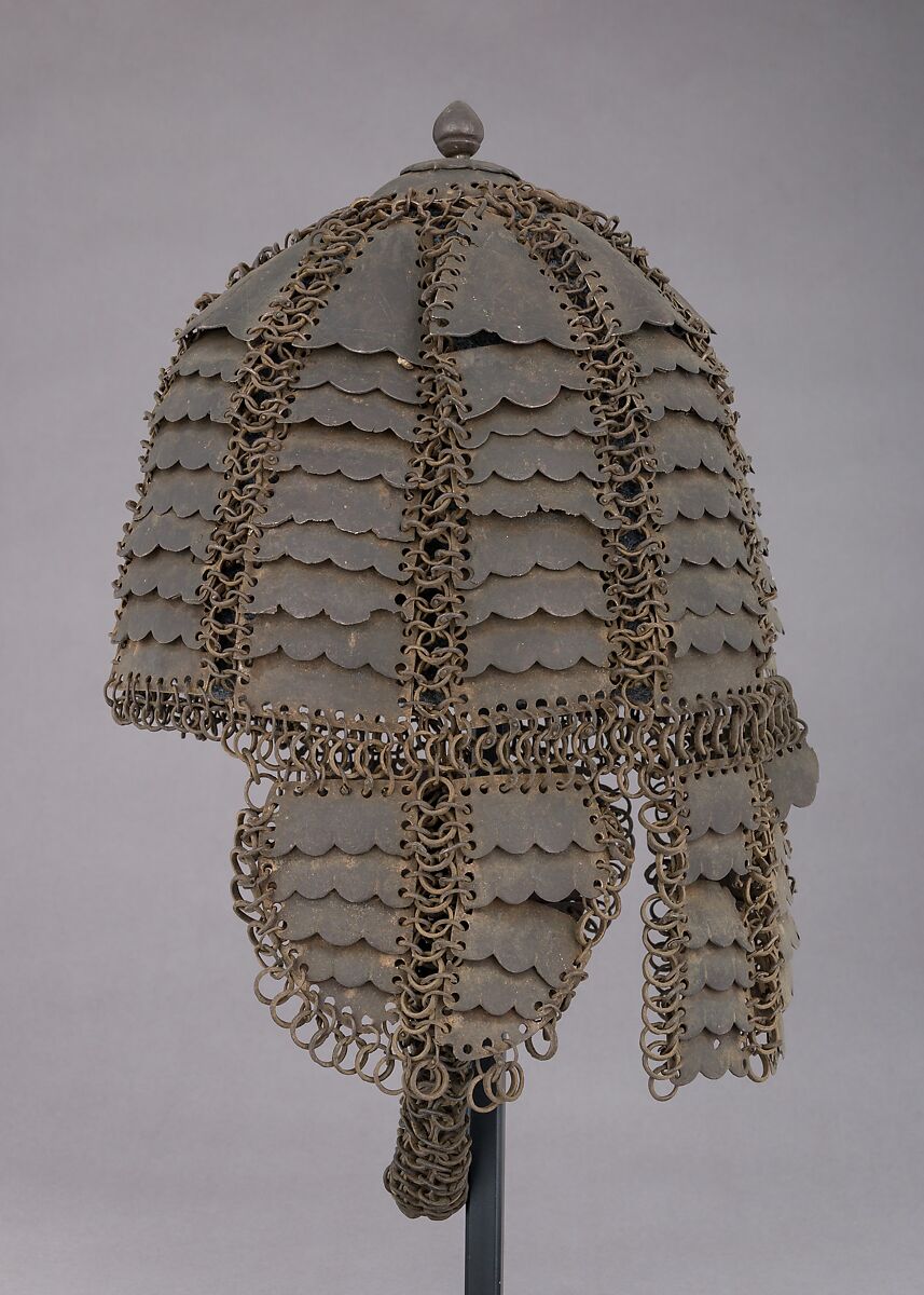 Helmet of Mail and Plate, Steel, Indian