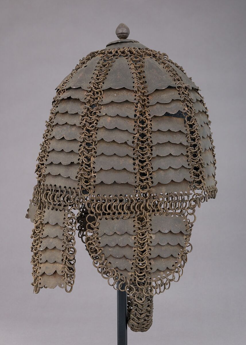 Helmet of Mail and Plate, Steel, Indian